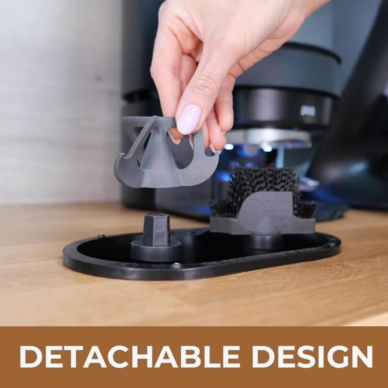 Kit de limpieza de portafiltro de café, limpiador automático de cajas con soporte, cepillo y bandeja de tierra para uso doméstico, cocina y oficina