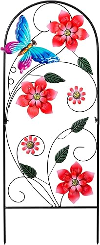 YEAHOME Estacas decorativas de jardín de 34 pulgadas, decoración de jardín al aire libre, mariposas de flores de metal, decoración de jardinería de