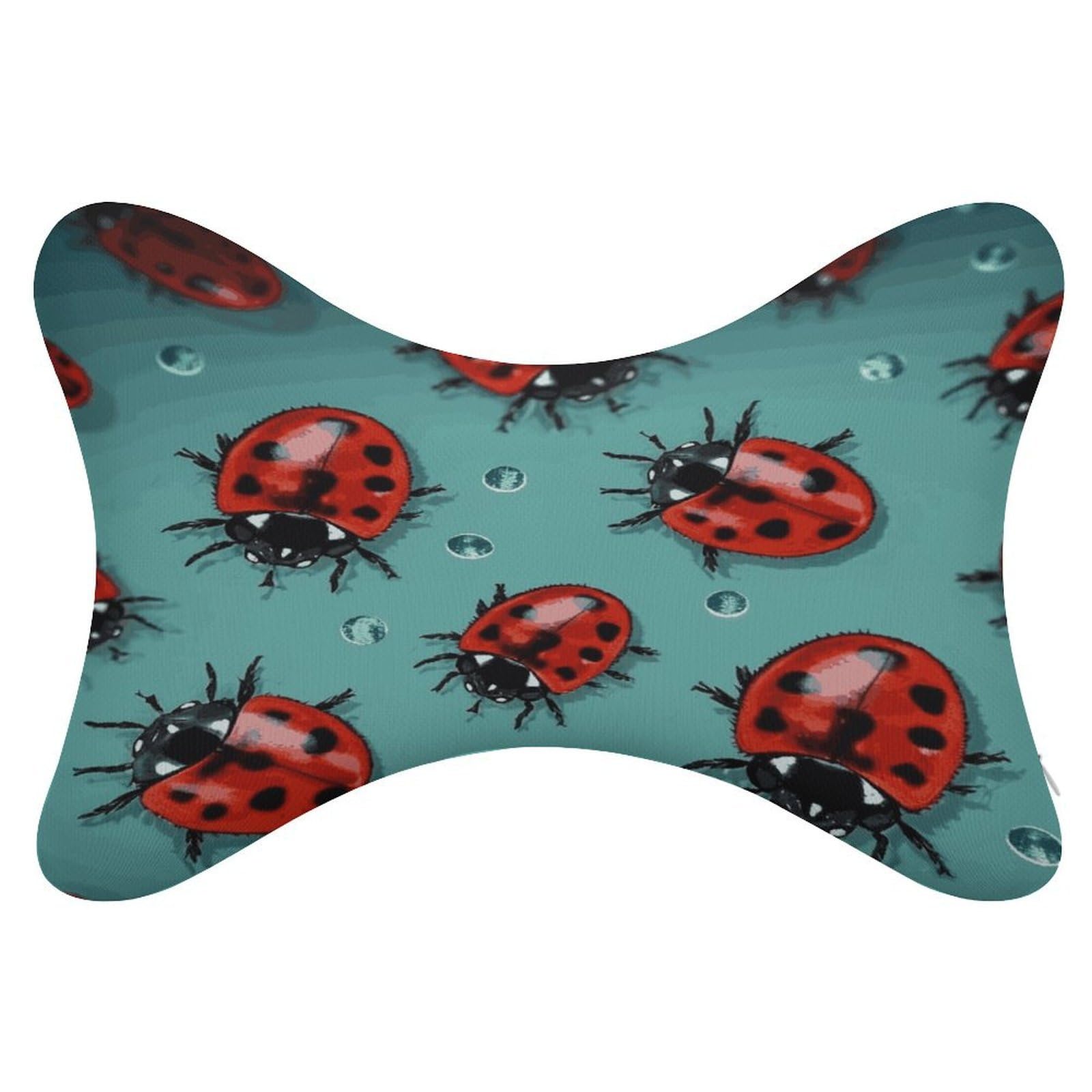 FekiLoot Red Ladybugs On A Blue Background Car Headrest Set of 2,Softness Memory Foam Car Neck Pillow with Breathable Removable Cover Car Neck Support Pillow Ergonomic for Driving, Office