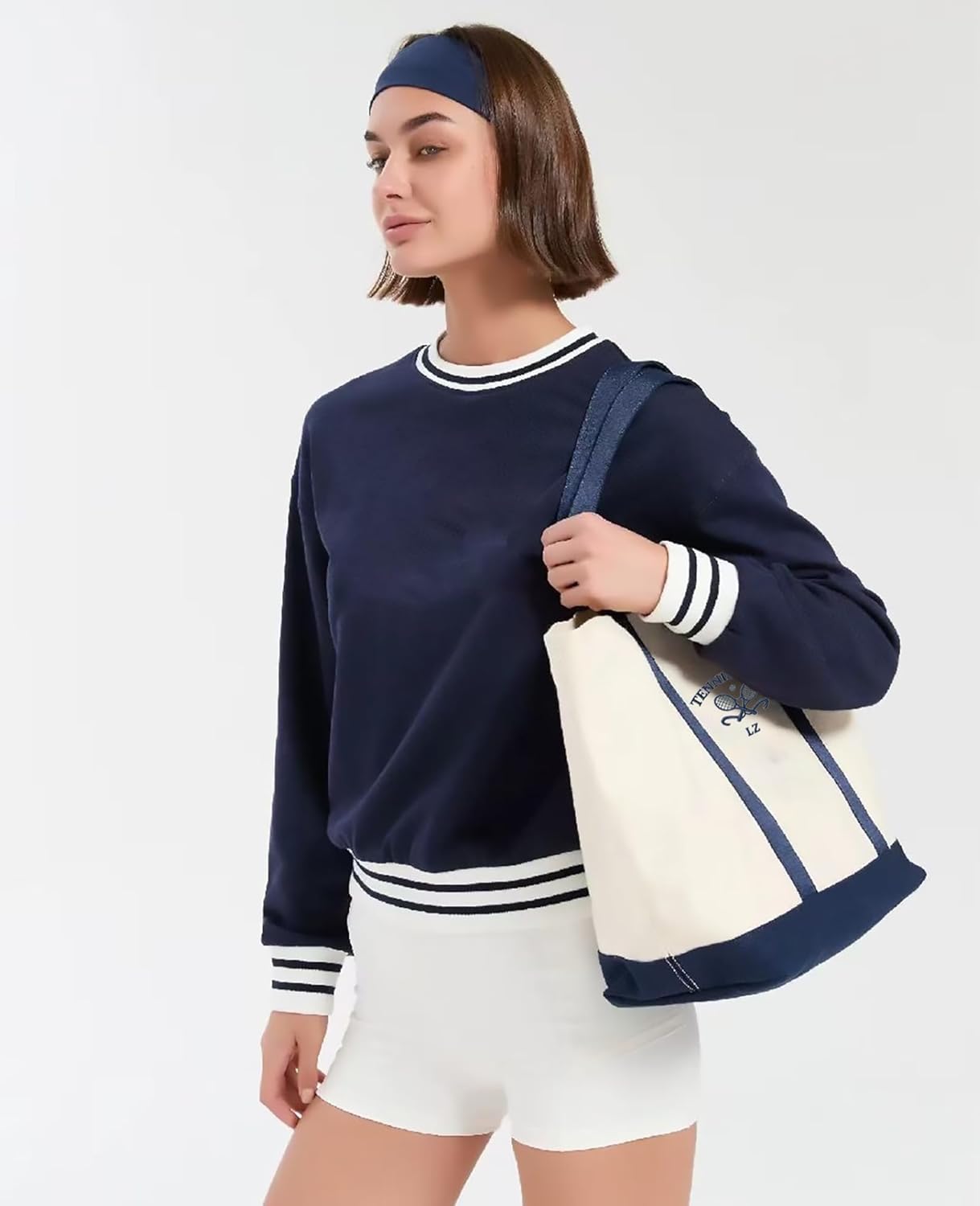 LZ Tennis tote bag, Embroidered canvas racket bag, Stylish, Casual, and suitable for tennis clubs and gyms.