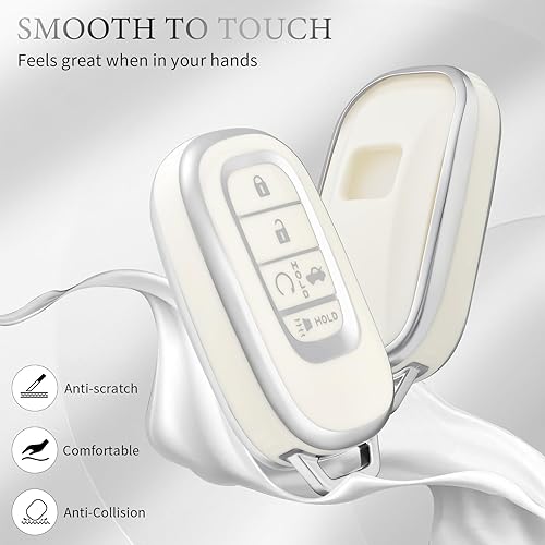 Miniatura 9 de OFFCURVE Funda para llave de automóvil con llavero para Honda, compatible con Honda Civic Accord HR-V CR-V Pilot Sport SI EX EX-L Touring 5 botones