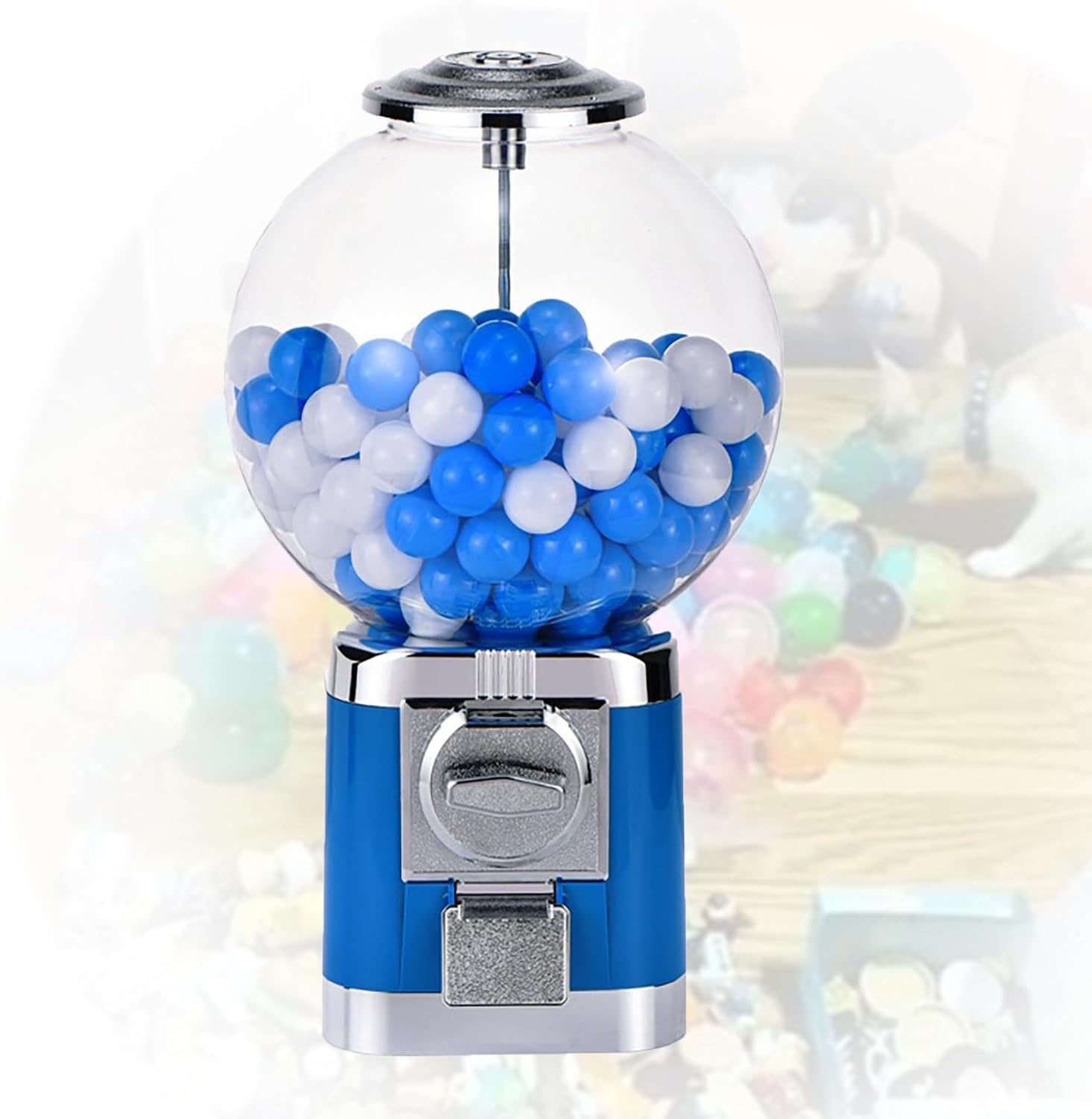 Blue Vending Machine - Classic Bubble Capsule Toy Dispenser, Commercial Gumball Machine for Game Stores & Retail, Bulk Candy & Toy Vending, Key Included