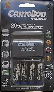 شاحن سريع مع 4 بطاريات 2500 ملي امبير في الساعة قابلة لاعادة الشحن من كاميليون