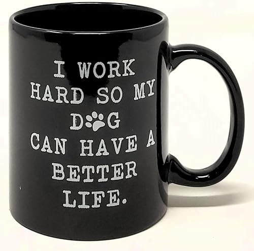 Miniatura 1 de Aviento Blanco Black I Work Hard So My Dog Life - Taza de café de 11 onzas
