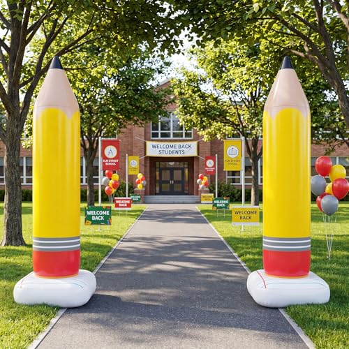 Leyndo 6 ft Inflatable Pencil Decorations Giant Back to School Blow Up Decor Welcome Party Supplies Kindergarten Graduation Garden Yard Photo Props Outdoor