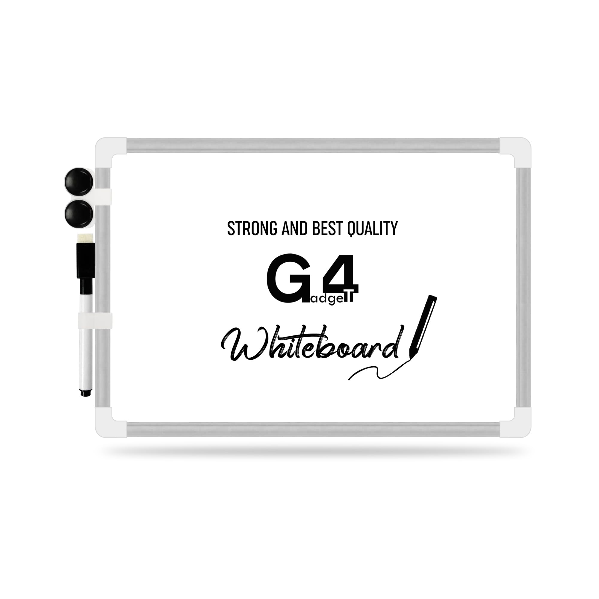 G4GADGET Dry Wipe Magnetic Whiteboard Mini Office Notice Memo White Board and Eraser 20cm x 30cm Double Sided