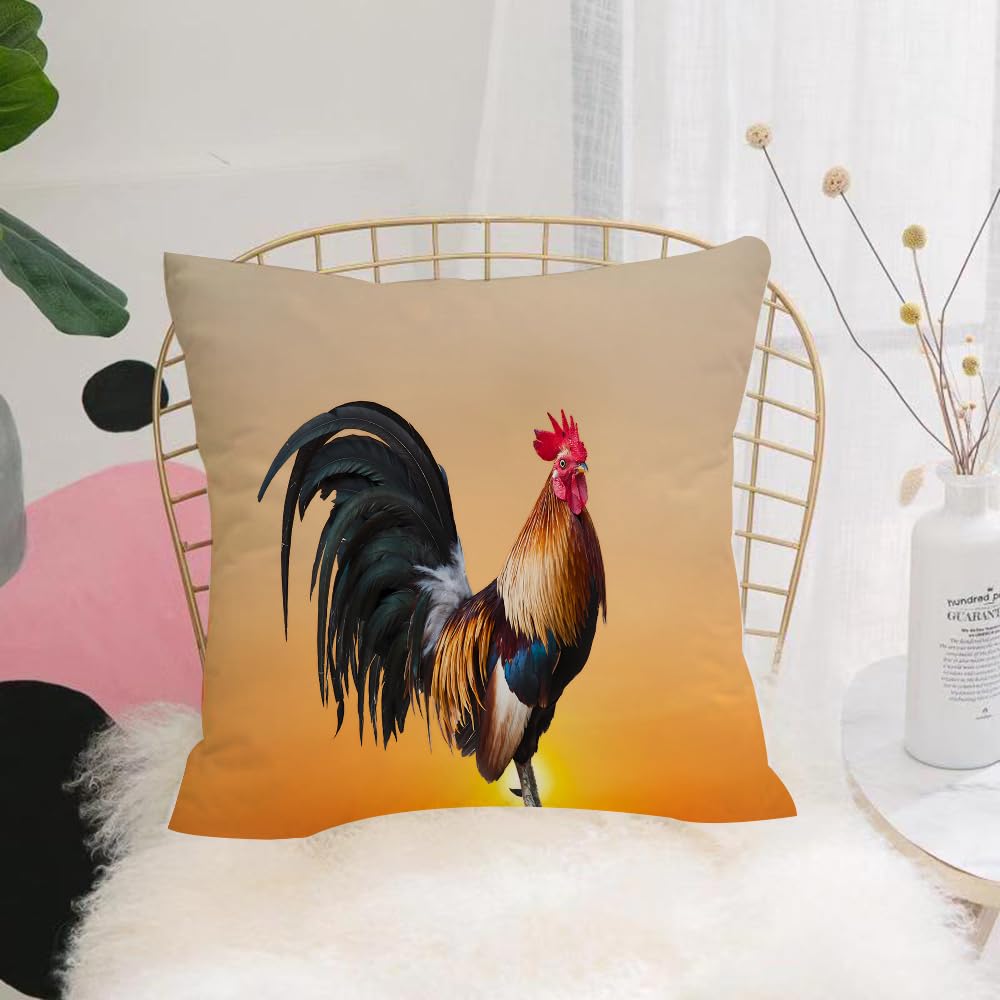 HYOSXW Cushion Cover,Throw Pillow Case Home Decorative for Living Room Bedroom Sofa Chair 16X16 Inch,Beautiful chicken singing in the morning,Pillowcase 40X40cm