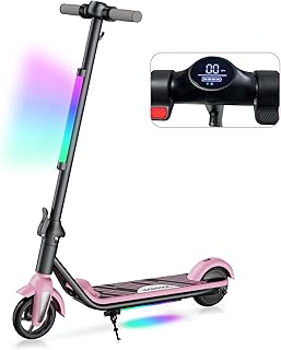 Elektroroller für Kinder, 6-Zoll Klappbarer E Scooter Kinder LED-Display, 12 km/h, Bunte Neonlichter, Reichweite bis zu 8 km – Geschenk für Kinder und Jugendliche
