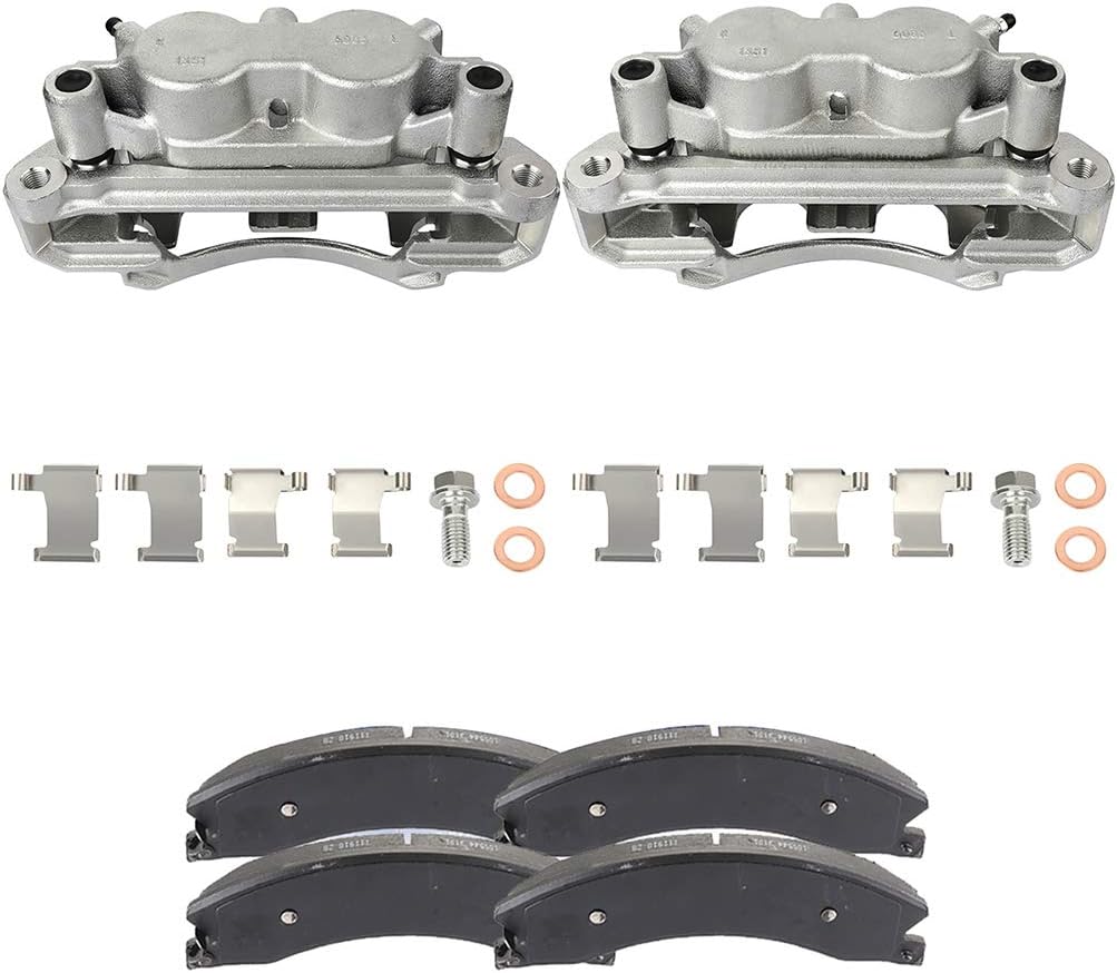 AINTIER Automotive Replacement Brake Kits Silvery Front 2 Brake Calipers & 4 Pads Fit For Chevrolet Silverado 2500 HD 2011-2017,For Chevrolet Silverado 3500 HD 2011-2017