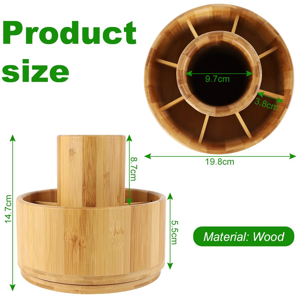 Stiftehalter holz, Große Kapazität 360° Stiftehalter drehbar | Stifte Organizer Kann Bleistifte, Buntstifte, Verschiedene Schreibwaren aufnehmen (HolzFarbe)