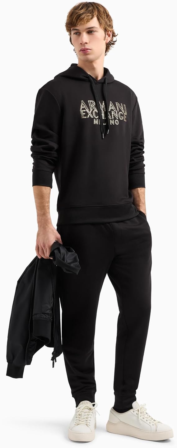 Armani Exchange Regular Fit Kapüşonlu Efektli Logo Baskılı Sweat Erkek SWEAT XM000332 AF12269 UC001