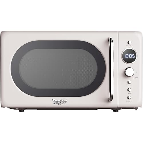 Total Chef Retro Microwave Oven | 20L / 0.7 Cu Ft | Quick Start & Defrost By Weight/Time | 8 Pre-set Cooking Modes For Coffee, Rice, Pasta, Potato, Reheat, Fish, Pizza, Popcorn | 700W | Cream