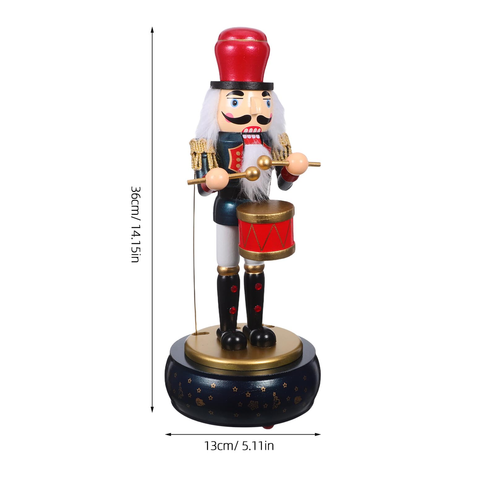 PRETYZOOM Schiaccianoci in Legno con Base Rotonda e Carillon Vento Decorazione Natalizia Musicale per Feste e Casa Figurina Soldatino Tradizionale per Atmosfera Calda e Festiva