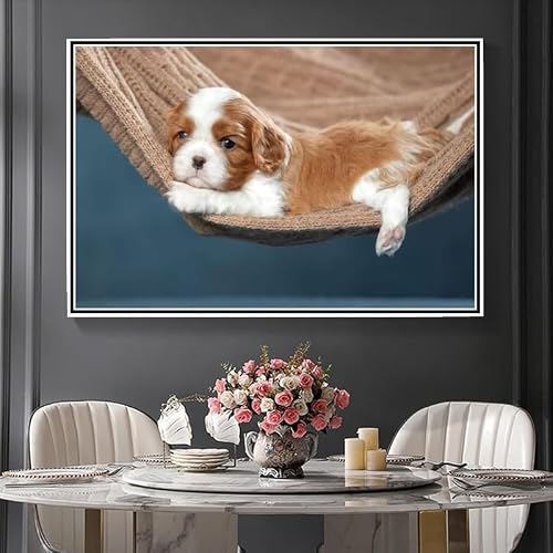 Cavalier King Charles Spaniel Cute Pet Dog Diamond Painting Kits for Adults, 5D Crystal Diamonds Art with Accessories Tools, Picture DIY Art Craft for Home Décor Gift