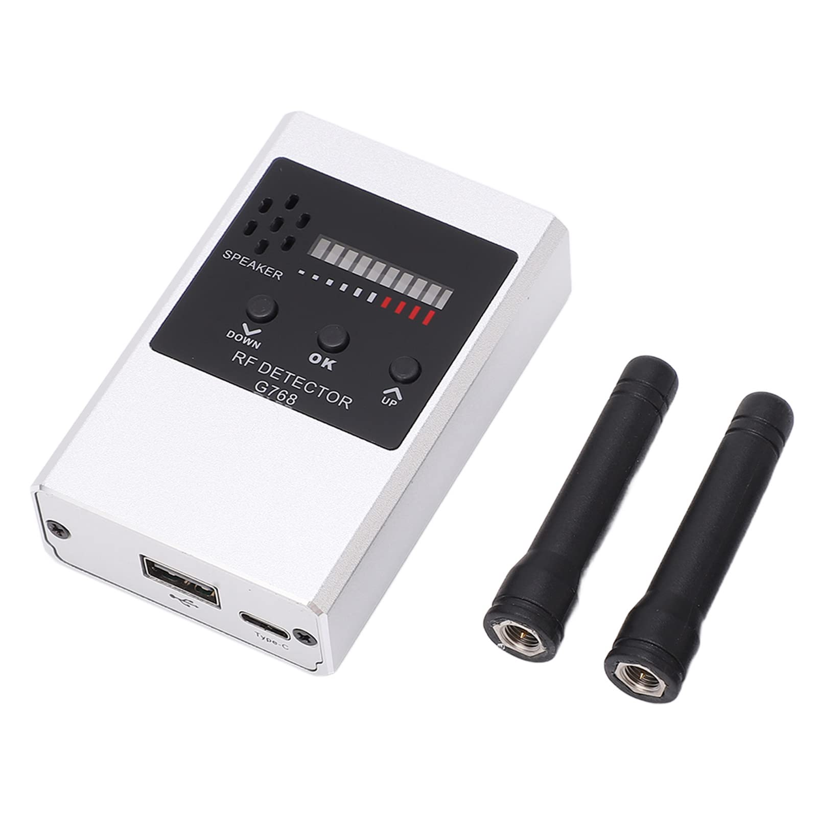 Camera Detector, Multiple Detection Modes Rechargeable Battery Bug Detector Sensitive Accurate Easy to Operate for Meeting Room(Silver)