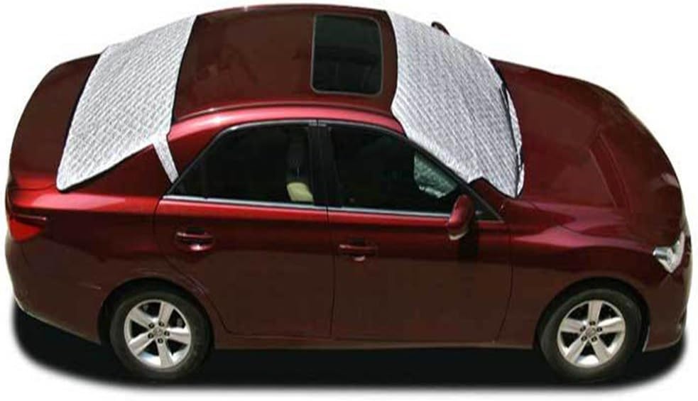 ELEOPTION Universal Car Windshield Snow Cover Ice Cover Sun Protector, Dual Layer Thick Aluminum Laminated Material for Frost Guard No Scraping Windproof Fits Most Cars Mid Vehicles (Front + Rear)