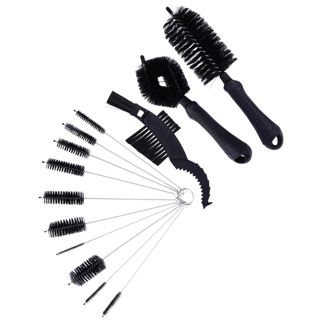 Mikikit 13pcs Bike Cleaning Tool Set with Ergonomic Handle Durable Nylon Tube Brushes for Efficient Bike Maintenance Essential Accessories for Riding Enthusiasts