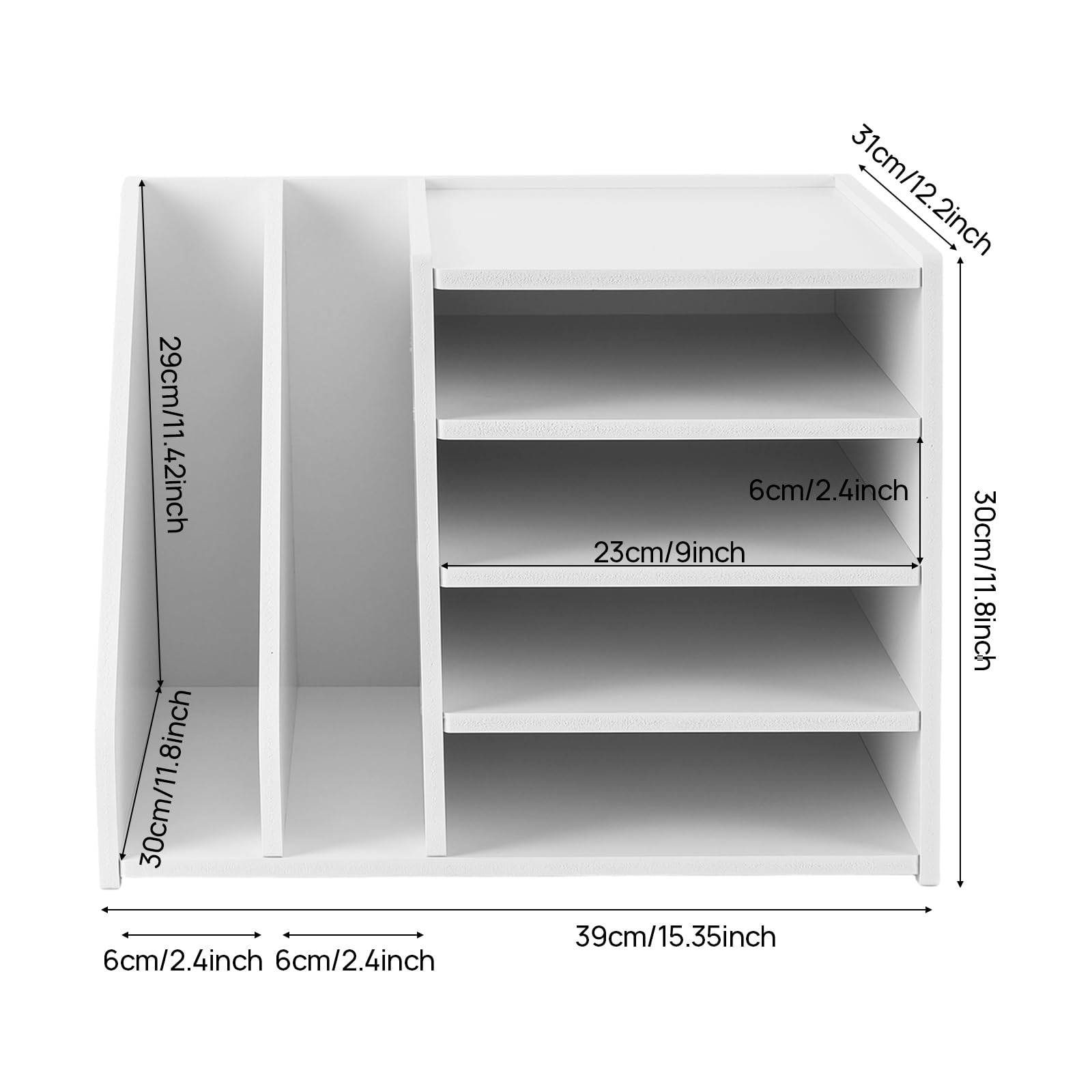 Organizador de escritorio (PVC, 39 x 31 x 30 cm), color blanco