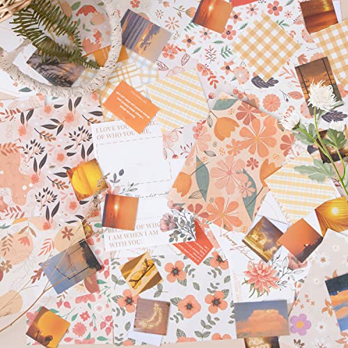 546Pcs Scrapbooking Supplies Kit, Scrapbook Paper And Washi Stickers Of Vintage Aesthetic Bullet Journals Supplies, Scrapbook Kit For Bullet Junk Journal Diy Gift For Teens Girl Kid Women, Orange #TOP5