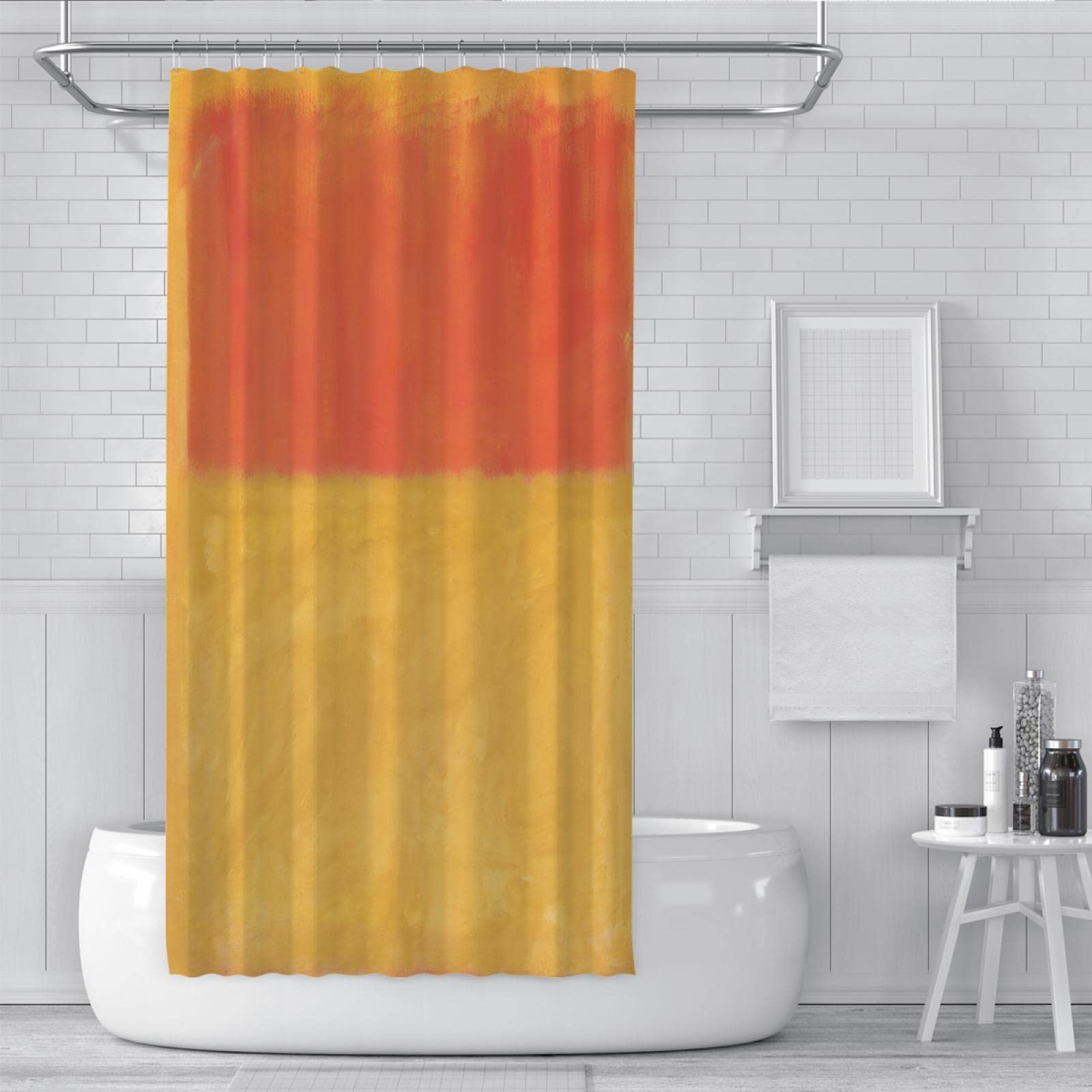 Cortina de ducha amarilla y naranja Mark Rothko Juegos de cortinas de ducha con ganchos Cortinas de baño de tela de poliéster impermeable de secado rápido 200x200 cm