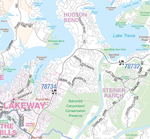 Austin Tx Detailed Region Wall Map Large 48"X70" With Zip Codes #TOP4