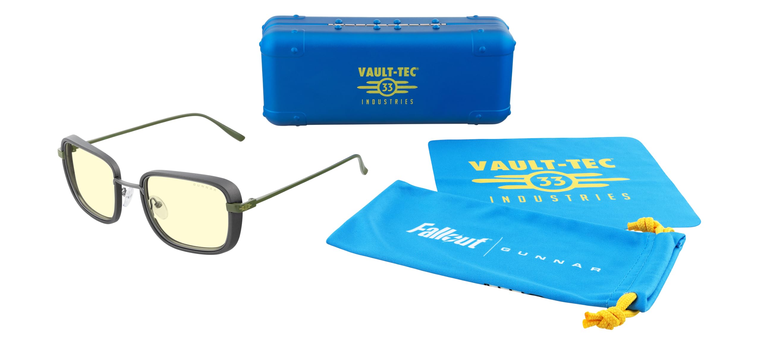 GUNNAR x Fallout Okulary blokujące światło niebieskie - Vault 33 | Okulary PC/gaming - Fallout Vault 33 - Filtr światła niebieskiego - Opatentowana technologia od 2002 roku