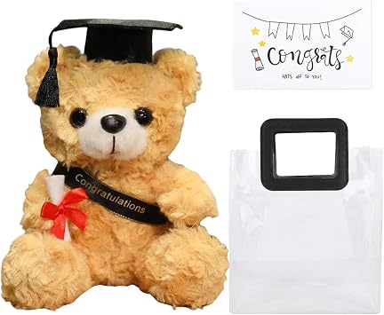 3-Piece Graduation Bear Set, Graduation Teddy Bear with Gift Bag and Card, Academic Milestone Gifts for Graduates, Commemorative Plush Toy for Ceremonies and Displays