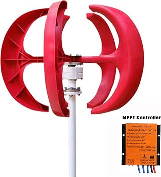 Wind Turbines, 3000W Small Vertical Axis Wind Turbine Generator 3KW 12V 24V 48V with MPPT Low Noise Windmill for Home Farm Wind System,for Hybrid Solar Wind System(White with Control,24V)