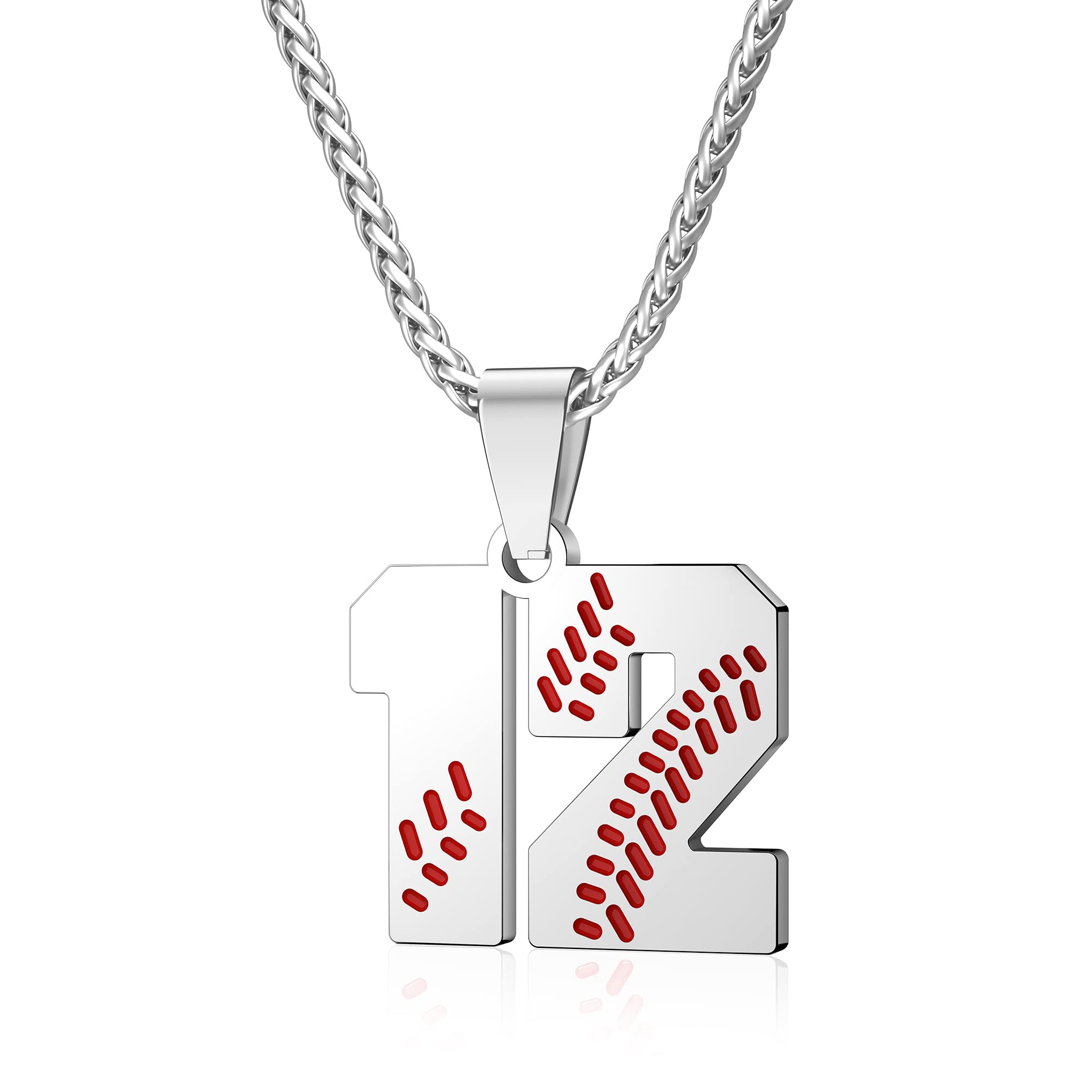 Wikavanli Personalized Baseball Jersey Number 00-99 Necklace - Stainless Steel Baseball Chain Pendant Necklace - Team Jewelry Gift for Boys, Girls,