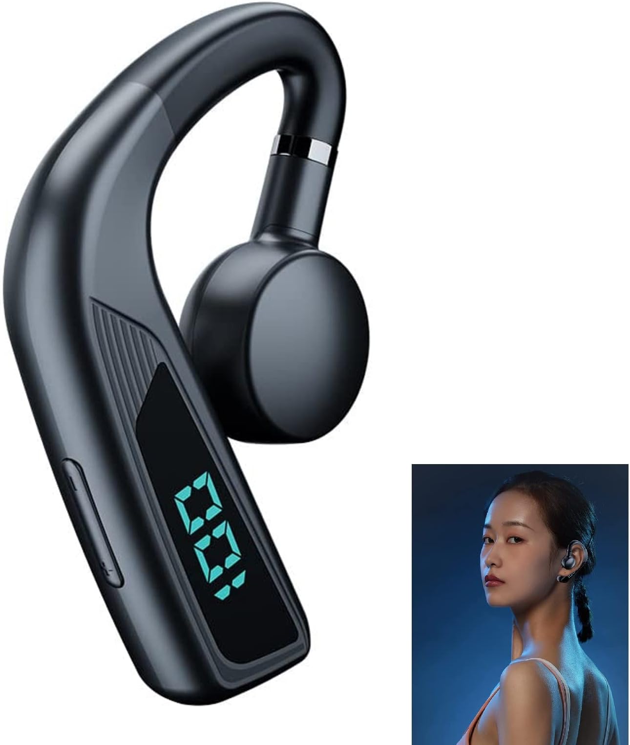Bluetooth Headset, Wireless Earpiece for Cell Phones with Mic Noise Cancelling,48 Hours Talking Time Sport Headset, for Cell Phone/Business/Office/Driving/Trucker Driver