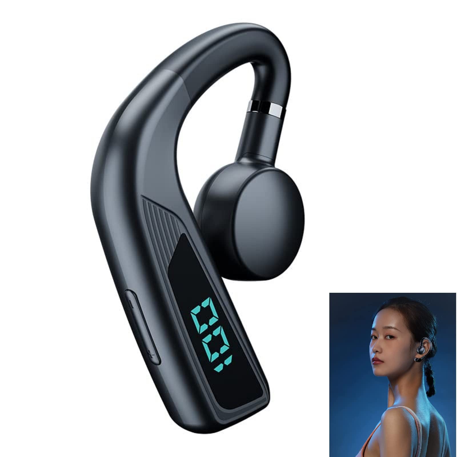 TERRIFI Bluetooth Headset, Wireless Earpiece for Cell Phones with Mic Noise Cancelling,48 Hours Talking Time Sport Headset, for Cell Phone/Business/Office/Driving/Trucker Driver