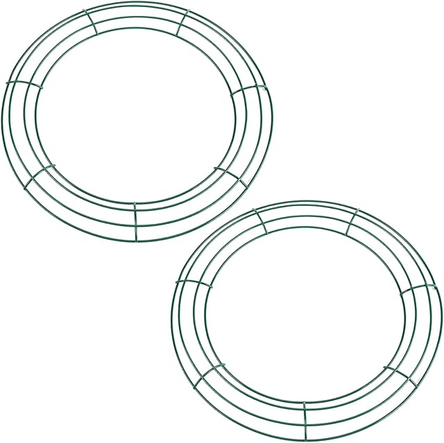 2 Pack Christmas Wire Wreath Rings 16 inch Metal Wreath Frame - 40cm Large Round Wire Wreath Frame for Christmas Wreath Making Rings Base, Wedding Garland Ring, Garden, Home Deco Supplies DIY Crafts