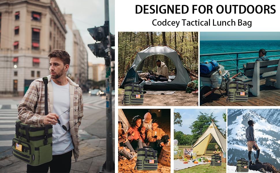 Miniatura 9 de Lonchera táctica para hombres y mujeres, bolsas de almuerzo aisladas de alta resistencia para adultos, ampliable, doble compartimento, a prueba de