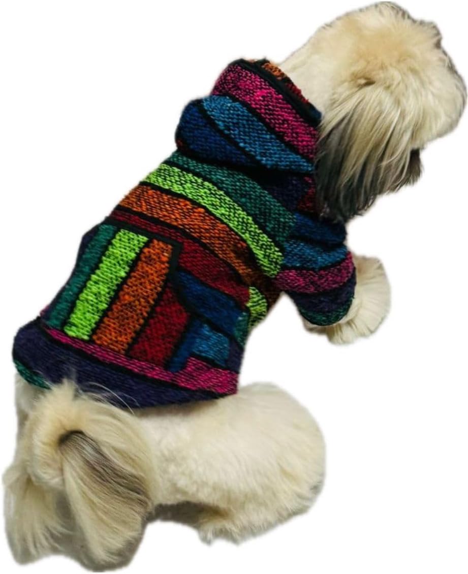 Handmade Dog Hoodie Sweater Clothes for Dogs from Authentic Mexican Jerga with Breathable Lining (XX-Large)