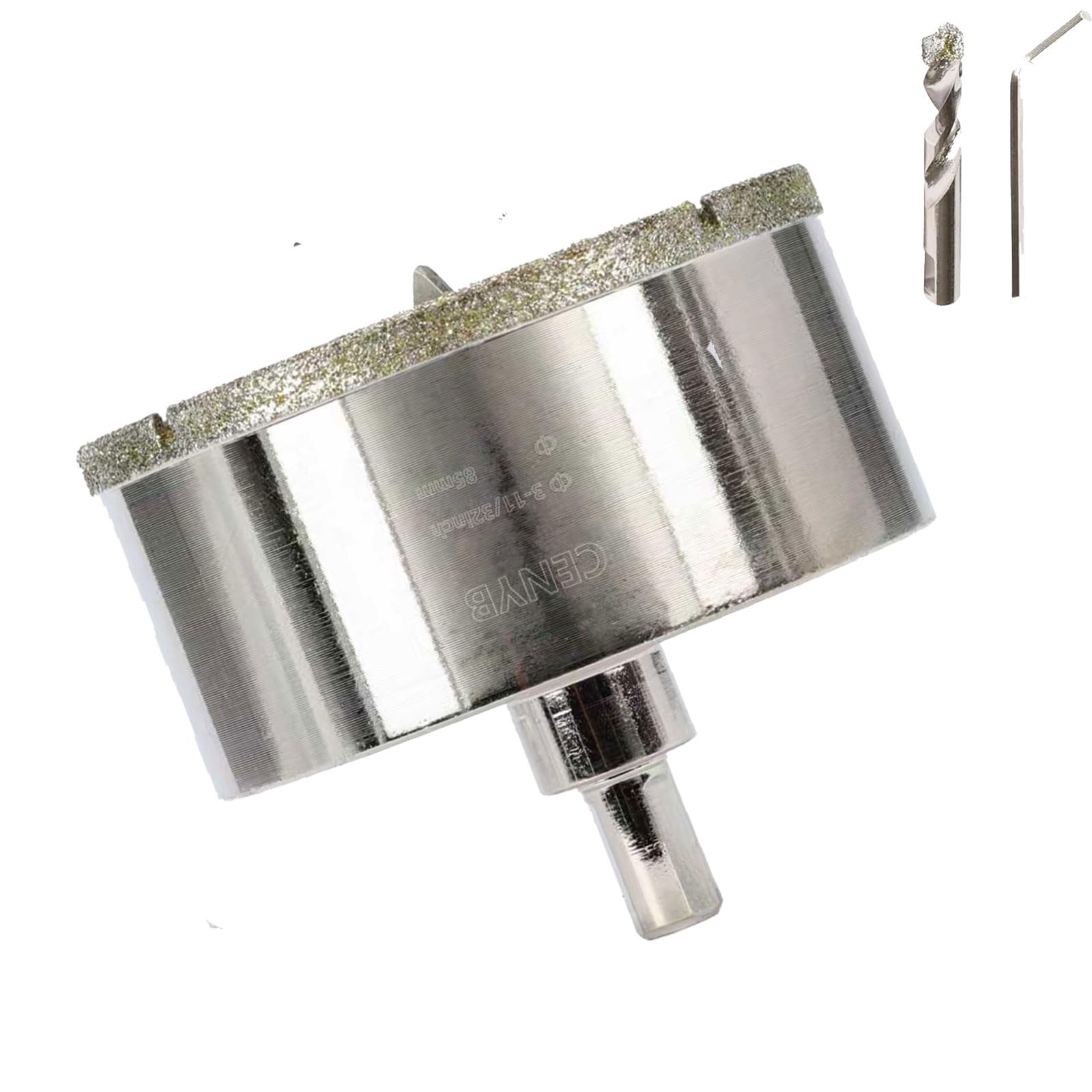 3-11/32 Inch 85mm Tile Hole Cutter Drill Bit Diamond Metal Hole Saw with Center Pilot Drill – Diamond-Coated for Marble, Granite, Ceramics, Porcelain Tiles, Glass — image 1