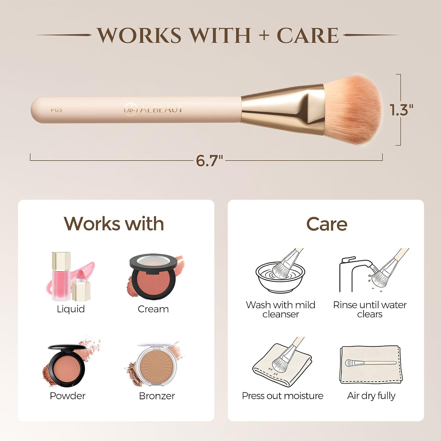 Liquid Blush Brush Angled for Cheek Makeup,Cream Foundation Contour Bronzer highlight Blending, Angled Face Makeup Tool (Multitask Face Brush)