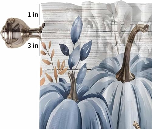Miniatura 5 de Cenefas de cortina de otoño de calabaza azul, naranja y gris para ventanas de sala de estar, cenefas de cortina de Acción de Gracias para