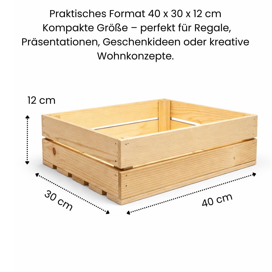 Teramico Houten kist appelkist fruitkist wijnkist houten kist vintage shabby schoon en stabiel 50x40x30cm (set van 3