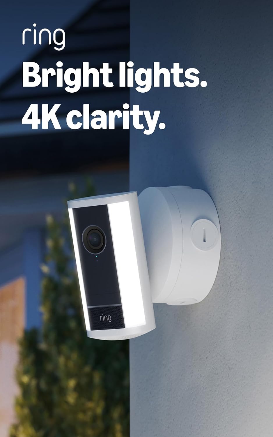 Ring Spotlight Cam Pro (newest gen) Power Over Ethernet, Outdoor Security Camera, Retinal 4K, 10x Enhanced Zoom, 600 Lumen Spotlights, 30-day free trial of Ring Subscription Plan