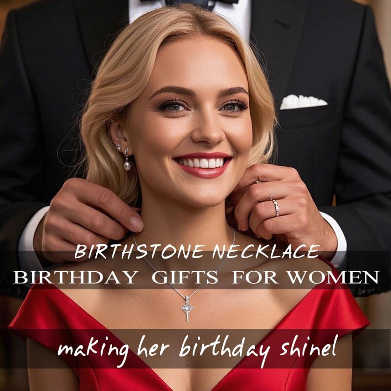 Cross Necklace for Women Gold 14K 18K Gold Plated Dainty Heart Birthstone Rose Necklaces Everyday Jewelry Baptism Faith Anniversary Christmas Birthday Gifts for Wife Mom - Image 2