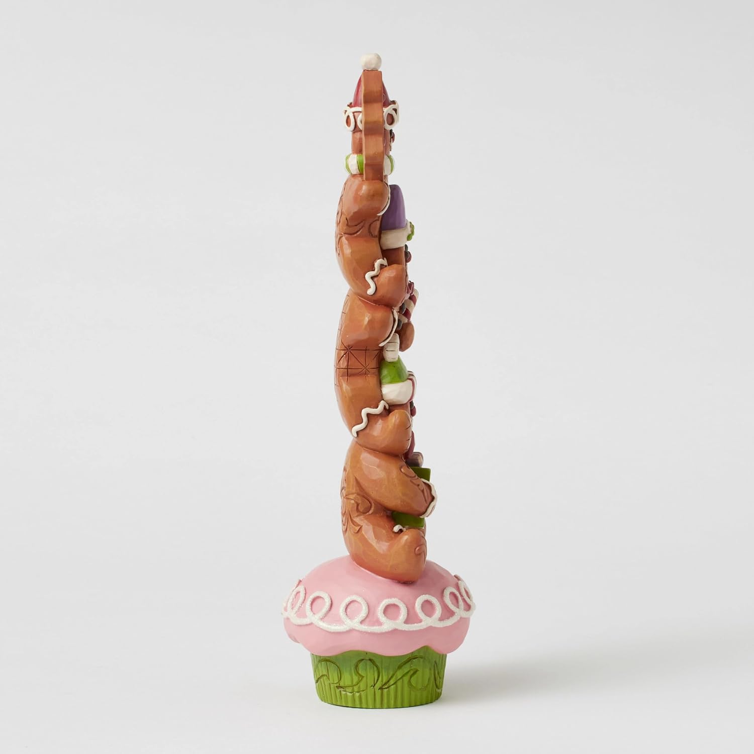 Enesco Jim Shore Heartwood Creek Gingerbread Christmas Cookies Stacked on Cupcake Figurine, 10.75 Inch, Multicolor
