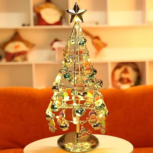 Miniatura 2 de Lámpara de árbol de Navidad personalizada con nombre de la familia de muñeco de nieve, árbol de Navidad personalizado con luces LED, decoración de