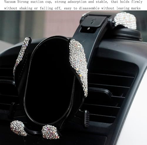 Miniatura 2 de Soporte de teléfono para automóvil con diamantes de imitación, soporte para teléfono con parabrisas y tablero, opciones de montaje de ventilación de