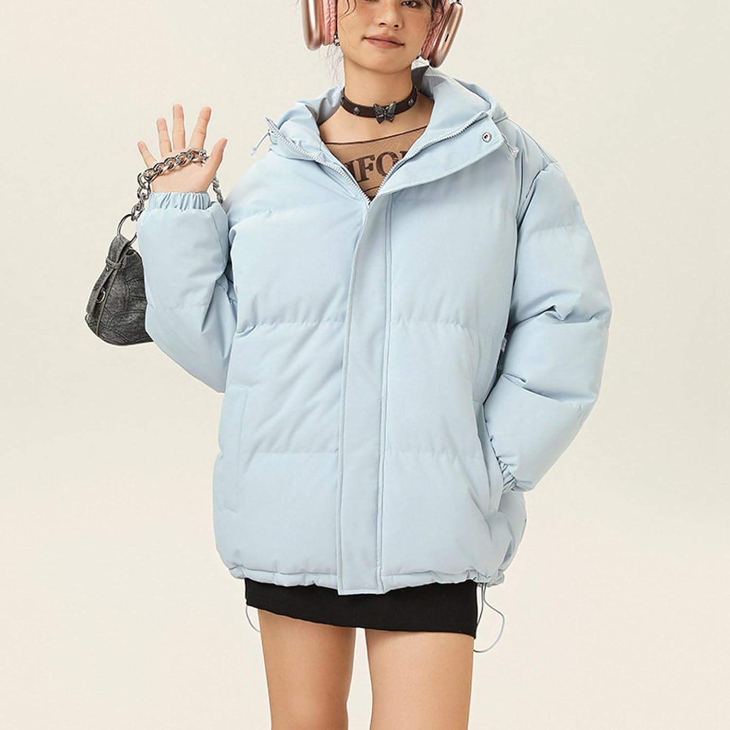 [GUREITOJP] 中綿入れコート レディース 防寒対策 暖かい 綿入れジャケット ショート丈ジャケット 冬服 防寒アウター 裾