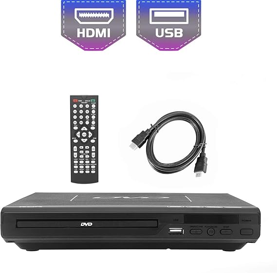 DVDspeler 225 mm, compatibel met CD/DVD/MP3spelers met afstandsbediening, USBaansluiting