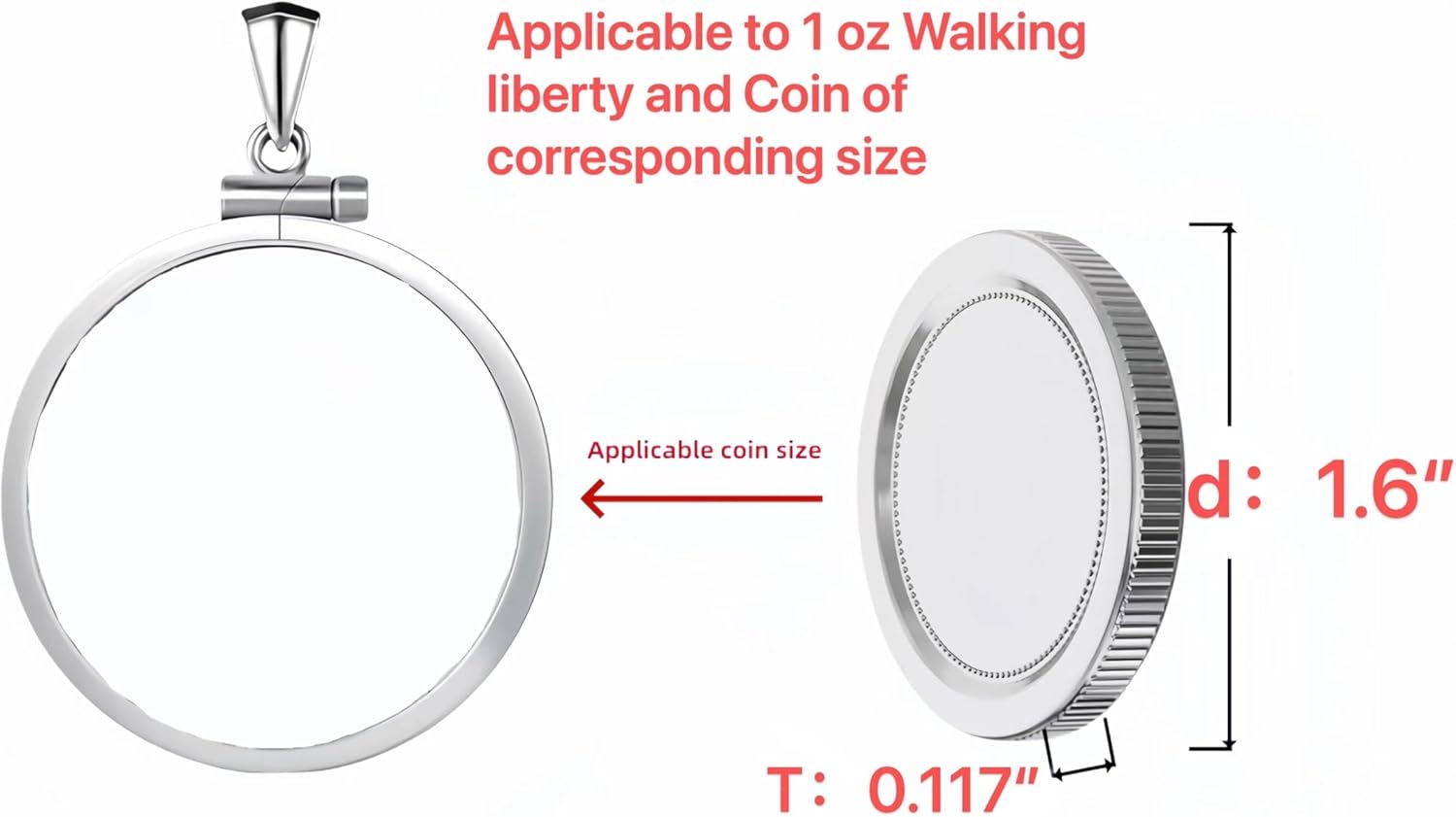 Sterling Silver 1 oz Border Screw Top Coin Border is suitable for 40.6mm diameter 2.98mm thickness, Coins Not Included