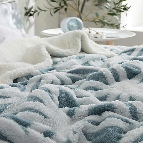 Miniatura 3 de Ukeler Manta de sherpa ultrasuave, ligera, 60 x 50 pulgadas, acogedora manta azul claro para cama y sofá, cálida y mullida