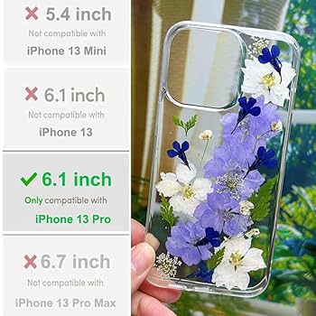 iPhoneケース Apple - Flower Field Phone Case 13 Pro Max Abbery for iPhone 13 Pro Pressed Flower Case, Cute Clear