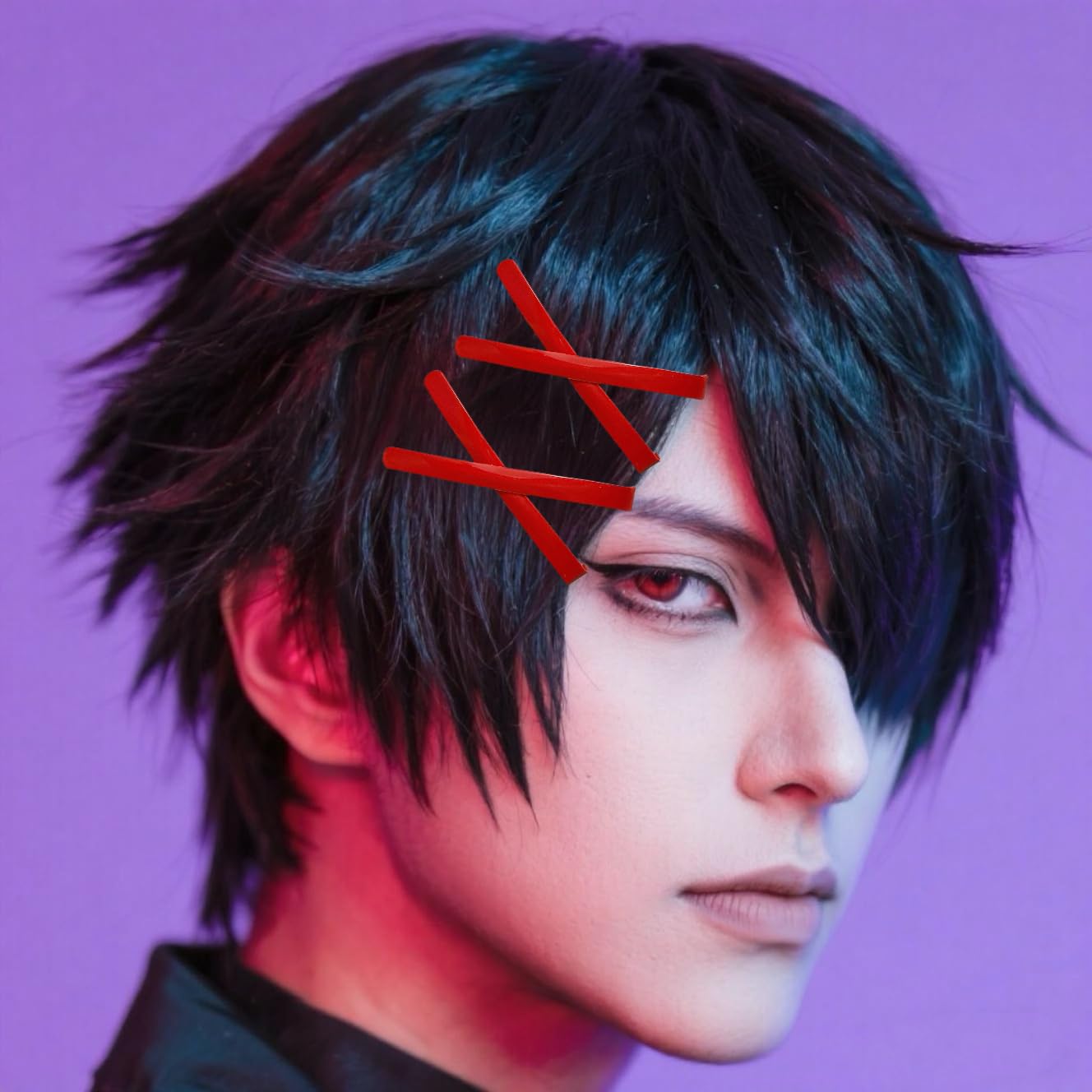 10 forcine rosse per capelli, graziose, eleganti, in tinta unita, con croce, accessori per capelli, accessori per capelli anime, cosplay, costumi di Natale, Halloween e stili punk