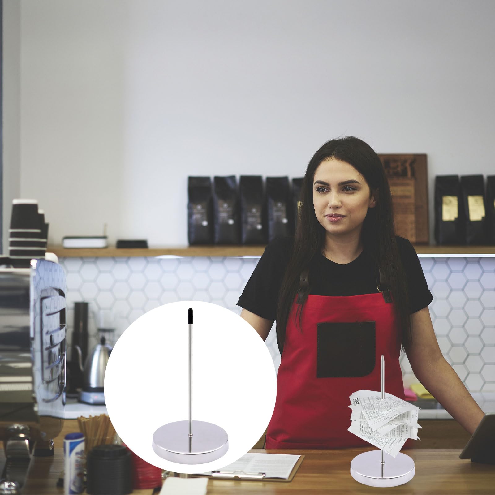 2 Stück Zettelspießer, Legierung Chrom Papier Spike Abnehmbar Kassenbon Halter mit Rundem Sockel Memo Halter Spike für Restaurants Büros Geschäfte (Silber) Brand: pangutheos